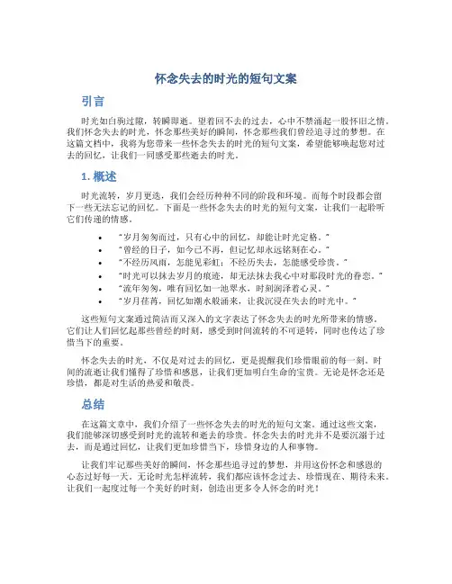 怀念失去的时光的短句文案