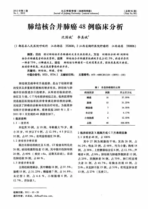 肺结核合并肺癌48例临床分析
