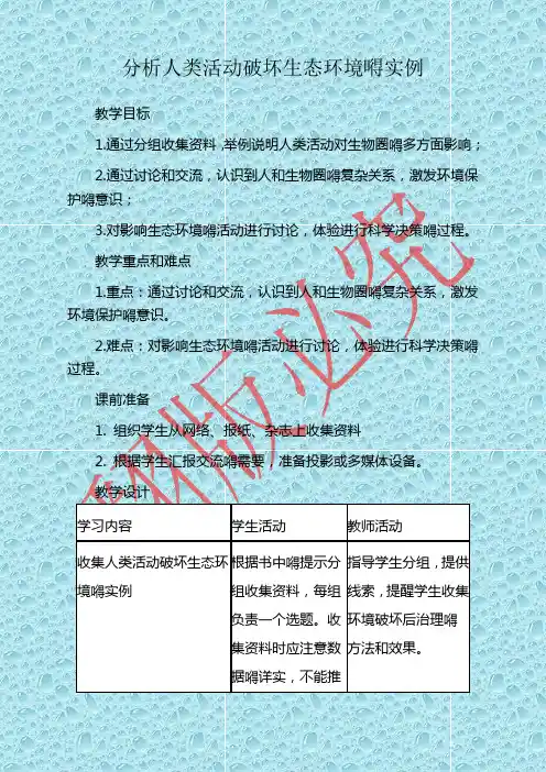 分析人类活动破坏生态环境的实例
