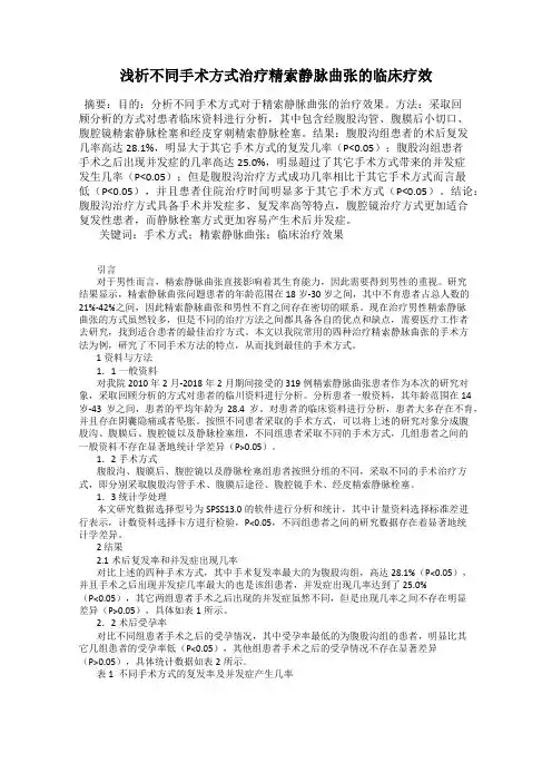 浅析不同手术方式治疗精索静脉曲张的临床疗效