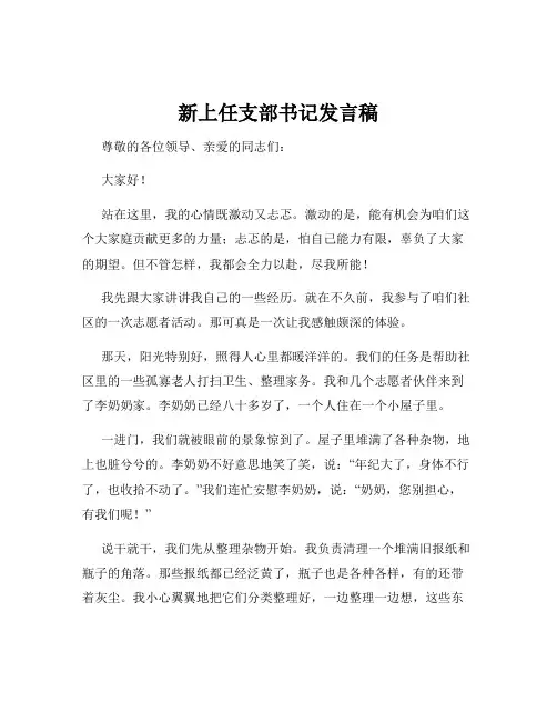 新上任支部书记发言稿