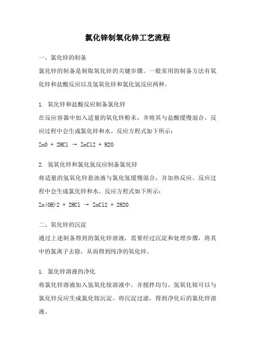 氯化锌制氧化锌工艺流程