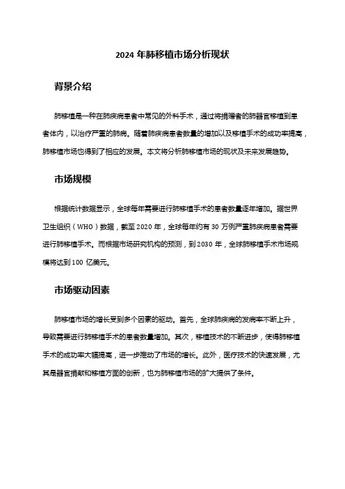 2024年肺移植市场分析现状