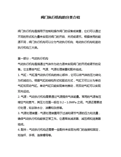 阀门执行机构的分类介绍