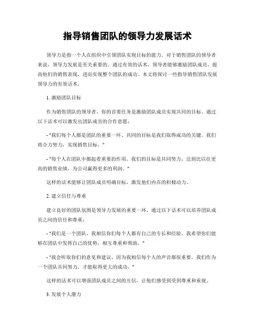 指导销售团队的领导力发展话术