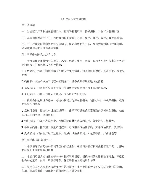 工厂物料损耗管理制度