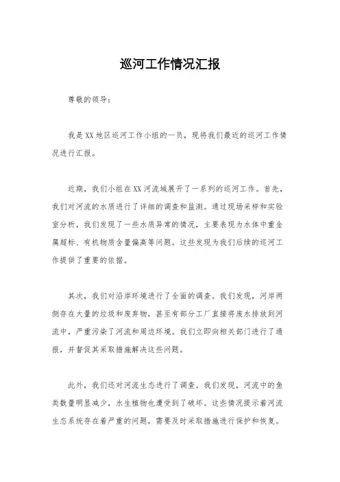 巡河工作情况汇报