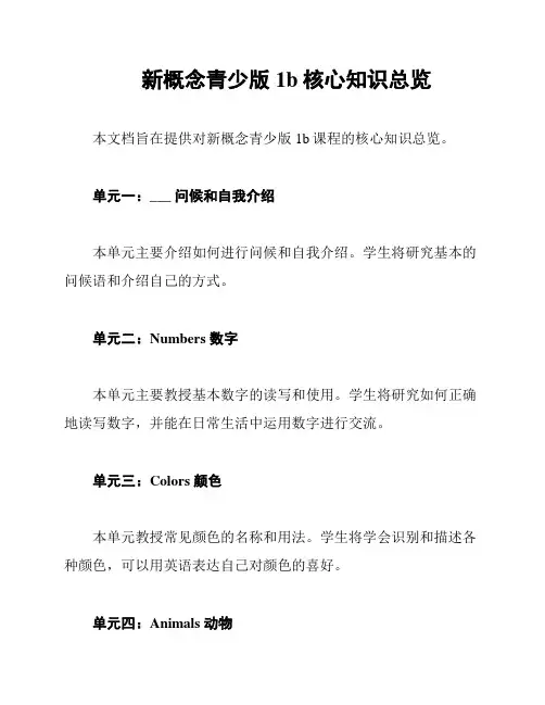 新概念青少版1b核心知识总览