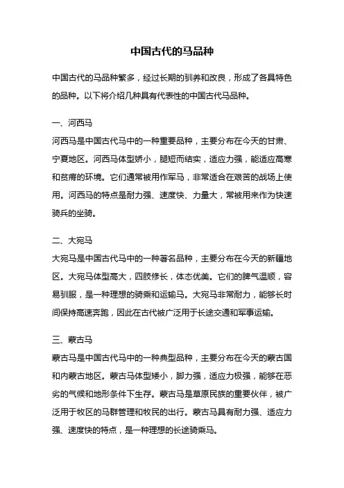 中国古代的马品种