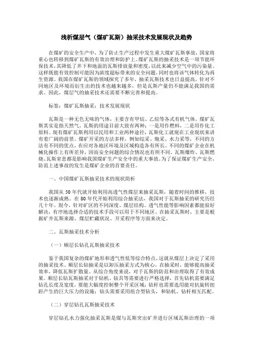 浅析煤层气(煤矿瓦斯)抽采技术发展现状及趋势