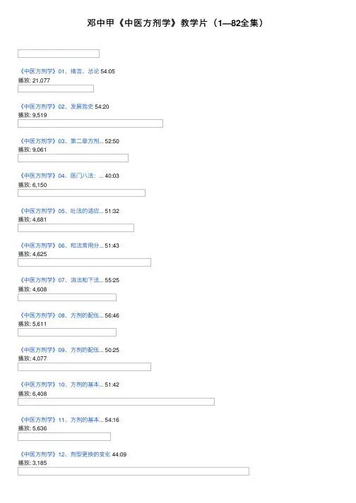 邓中甲《中医方剂学》教学片（1—82全集）
