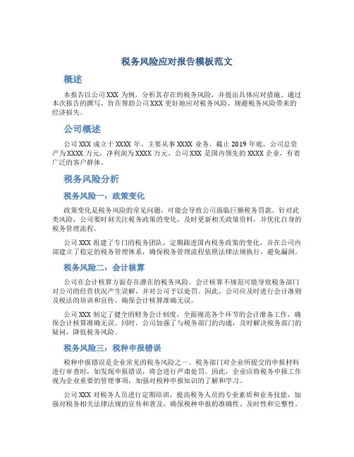 税务风险应对报告模板范文
