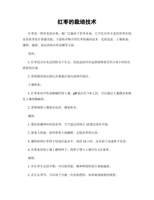 红枣的栽培技术