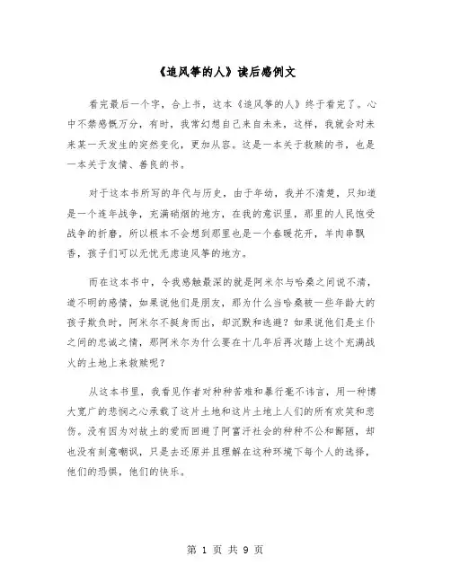 《追风筝的人》读后感例文（6篇）