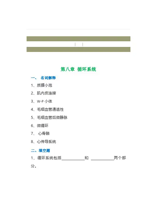 《组织学与胚胎学》试题：循环系统