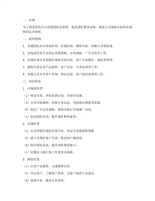 医药公司营销团队管理制度