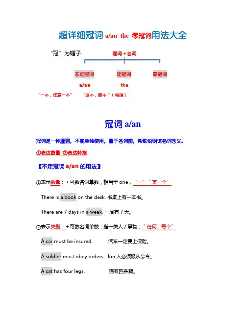 小学生必学英语语法冠词超详细讲解 不定冠词a an 定冠词the及零冠词用法大全