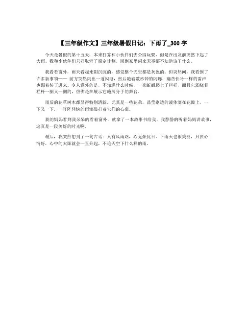 【三年级作文】三年级暑假日记：下雨了_300字