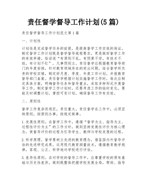 责任督学督导工作计划(5篇)