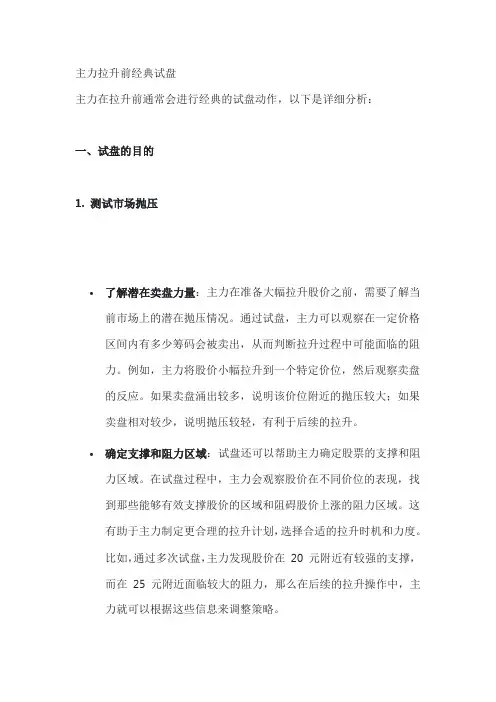主力拉升前经典试盘