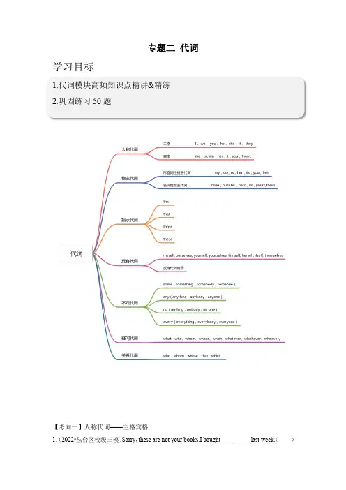 专题二 代词  中考英语一轮复习考点讲与练 (解析版)