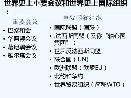 红岩世界史上重要会议和世界史上国际组织