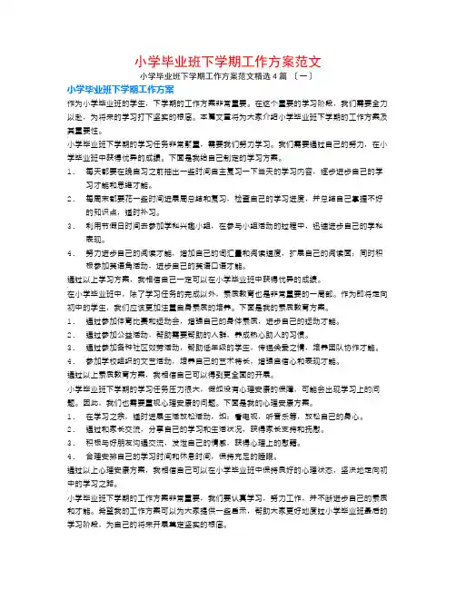 小学毕业班下学期工作计划范文4篇
