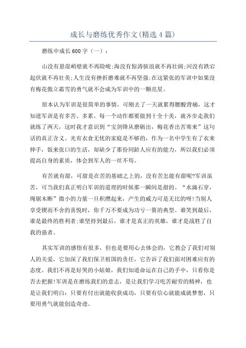 成长与磨练优秀作文(精选4篇)