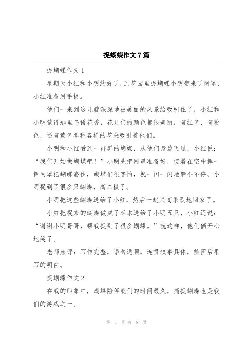 捉蝴蝶作文7篇