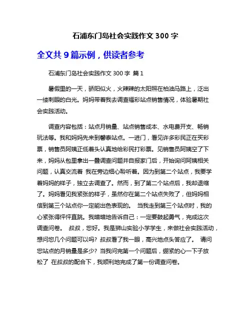 石浦东门岛社会实践作文300字