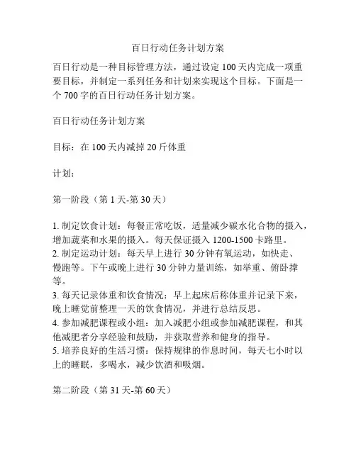 百日行动任务计划方案