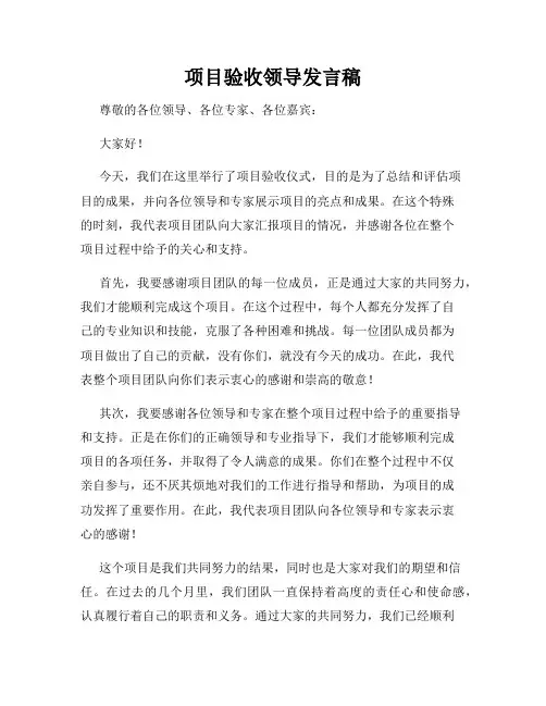 项目验收领导发言稿