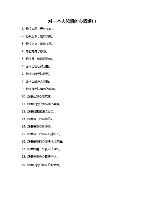 对一个人怨恨的心情短句