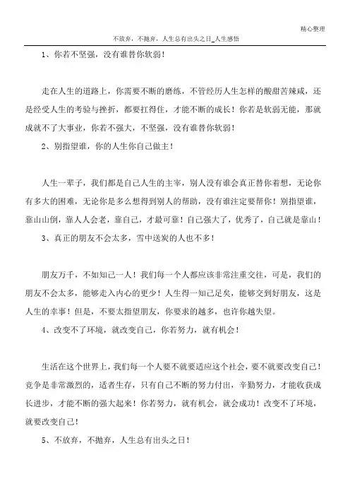 不放弃,不抛弃,人生总有出头之日_人生感悟