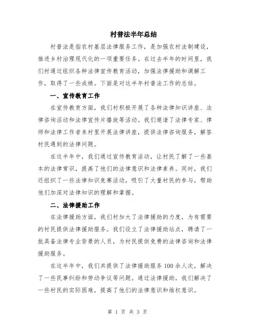 村普法半年总结