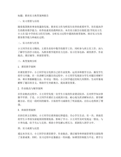 教育实习典型案例报告模板