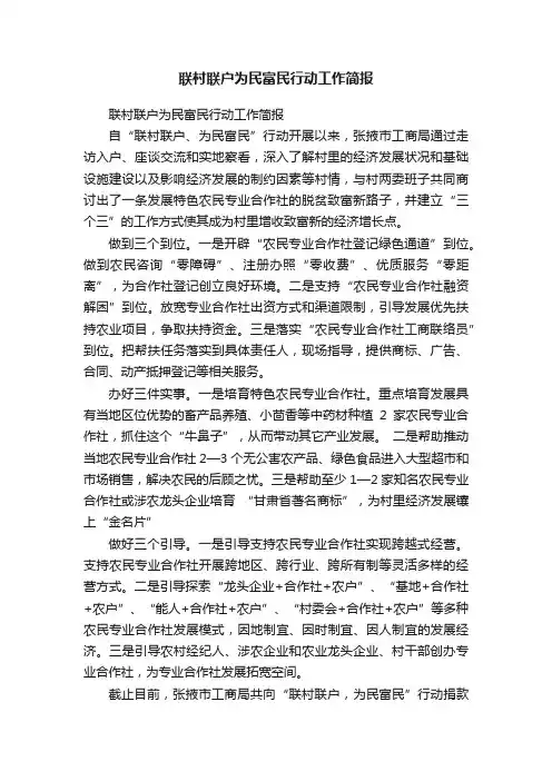 联村联户为民富民行动工作简报