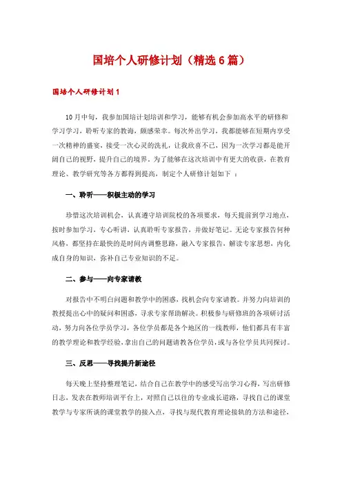 国培个人研修计划(精选6篇)