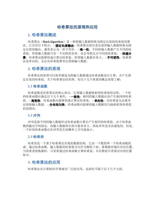 哈希算法的原理和应用