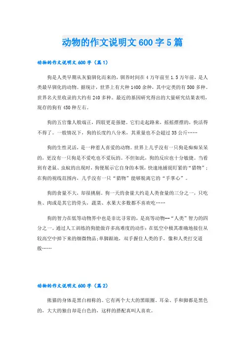 动物的作文说明文600字5篇