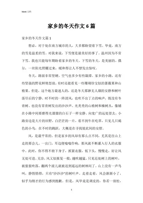 家乡的冬天作文6篇