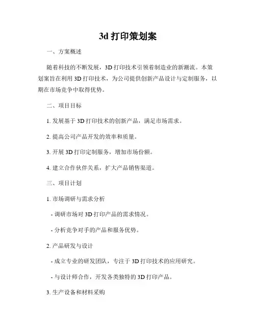 3d打印策划案