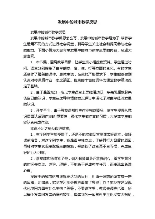 发展中的城市教学反思