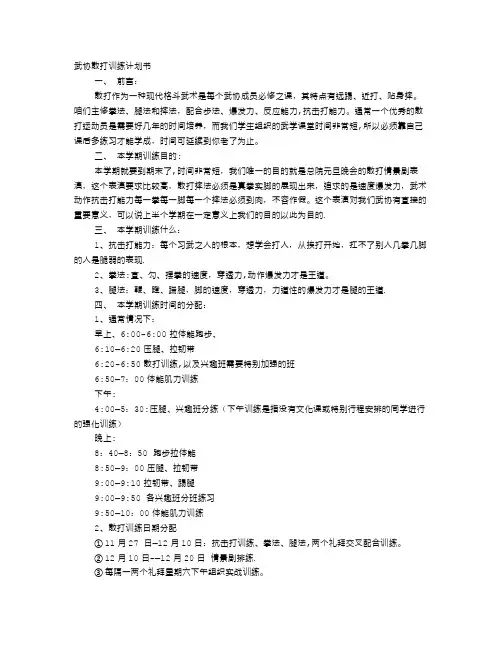 散打训练计划表