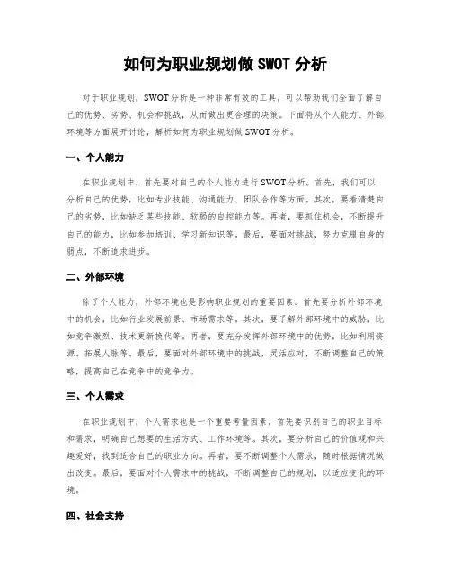 如何为职业规划做SWOT分析