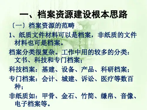 关于档案资源建设