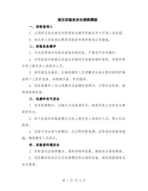 高压实验室安全规则模版