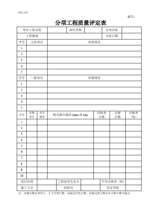 园林景观建设工程质量验收、检查评定表