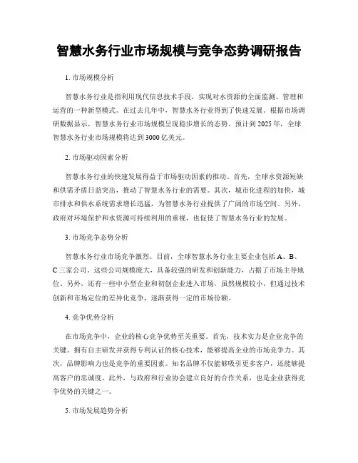 智慧水务行业市场规模与竞争态势调研报告