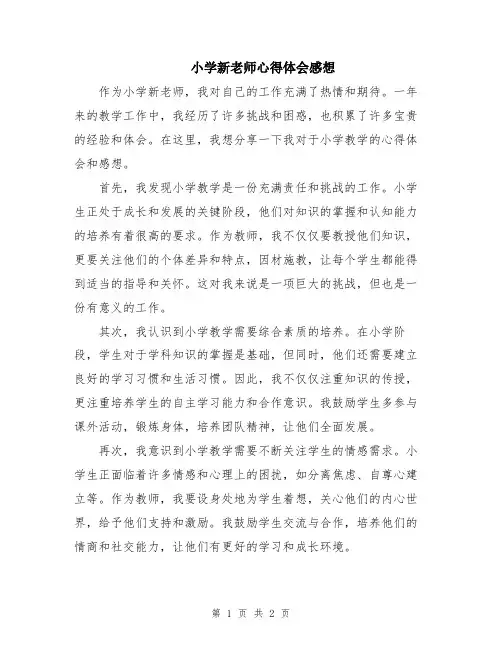小学新老师心得体会感想
